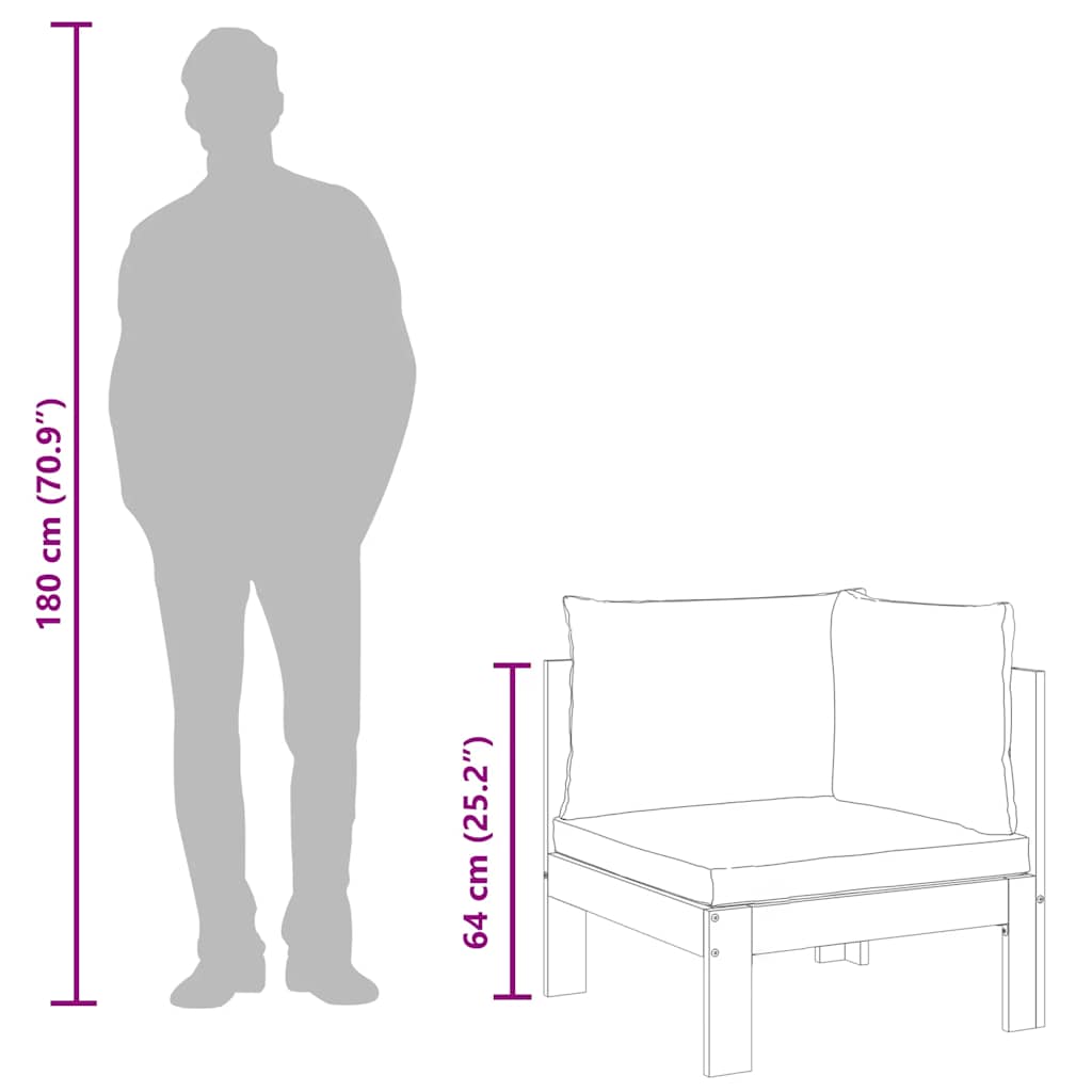 Hagesofa for hjørne med puter heltre douglasgran