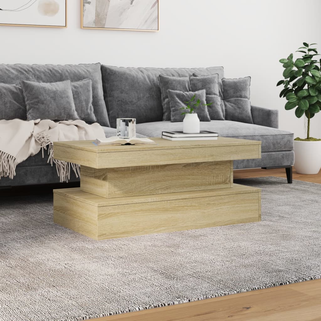 Salongbord med LED-lys sonoma eik 90x50x40 cm