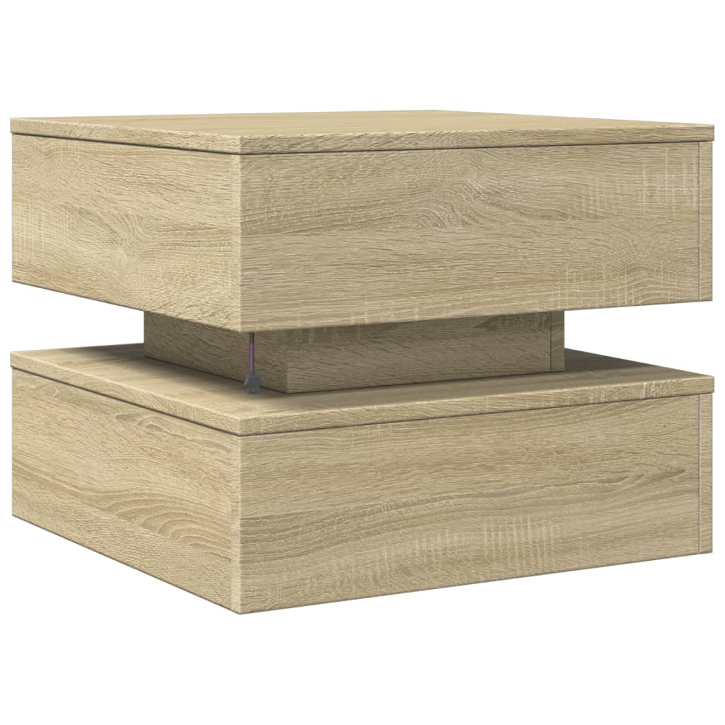 Salongbord med LED-lys sonoma eik 50x50x40 cm