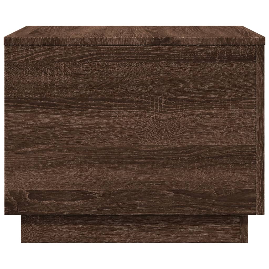 Salongbord med LED-lys brun eik 50x50x40 cm