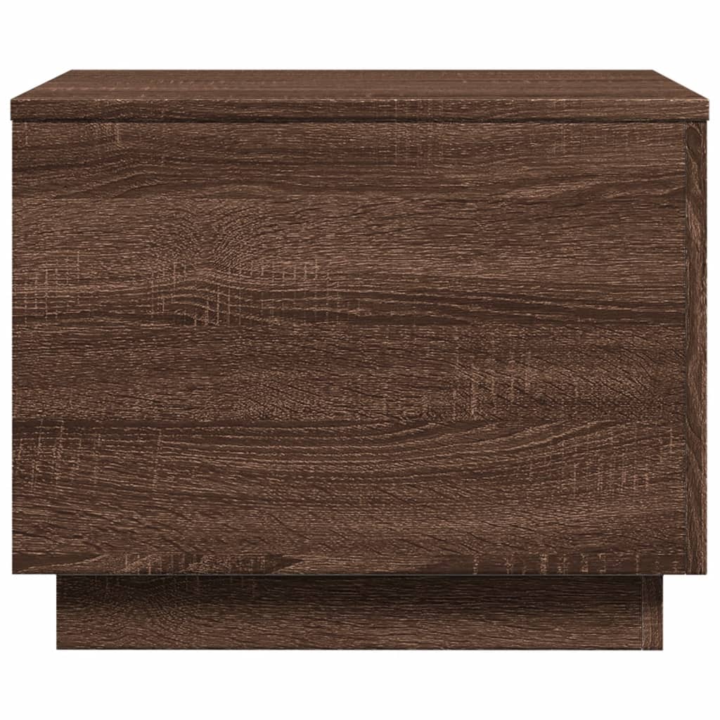Salongbord med LED-lys brun eik 50x50x40 cm