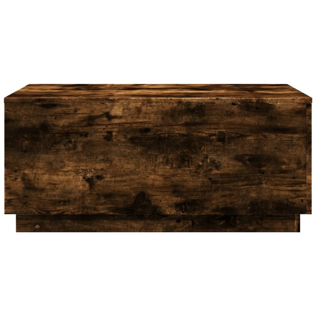 Salongbord med LED-lys røkt eik 90x50x40 cm