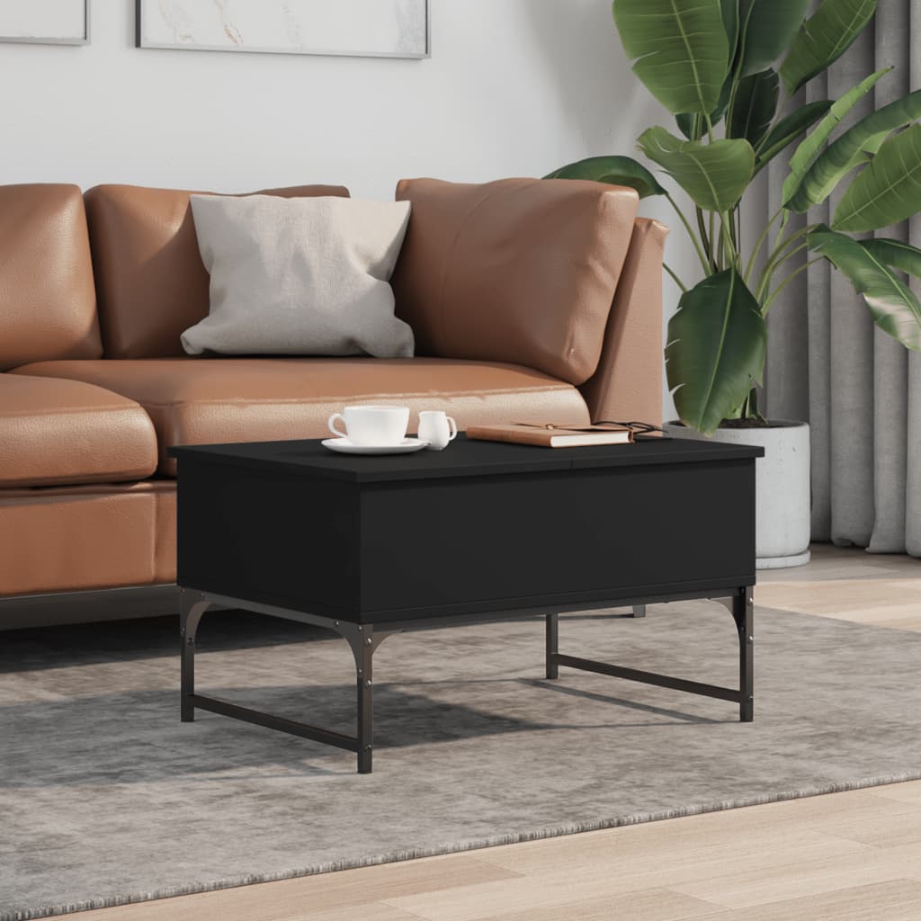 Salongbord svart 70x50x40 cm konstruert tre og metall
