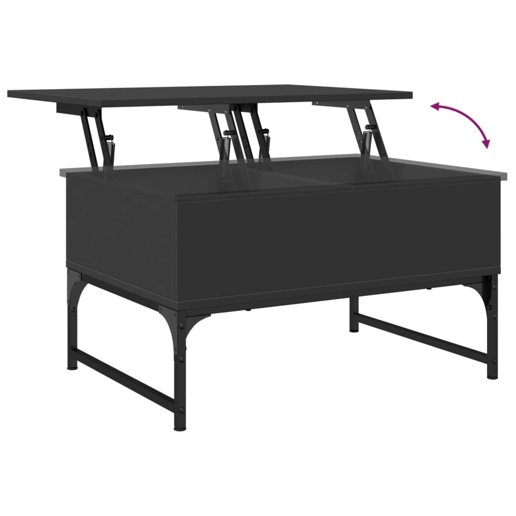Salongbord svart 70x50x40 cm konstruert tre og metall