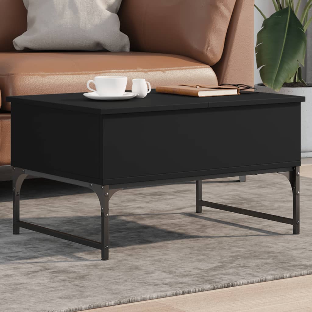 Salongbord svart 70x50x40 cm konstruert tre og metall