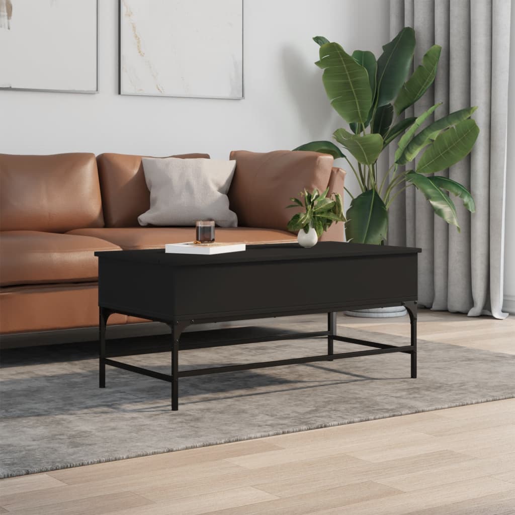 Salongbord svart 100x50x45 cm konstruert tre og metall