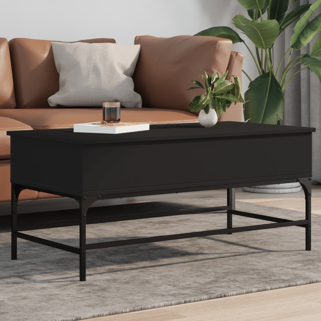 Salongbord svart 100x50x45 cm konstruert tre og metall