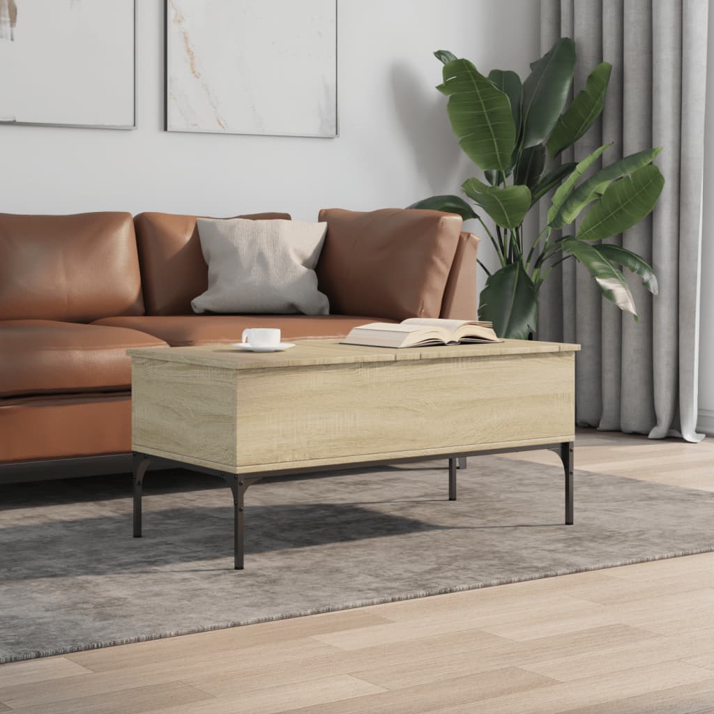 Salongbord sonoma eik 100x50x45 cm konstruert tre og metall