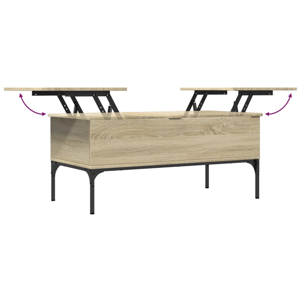 Salongbord sonoma eik 100x50x45 cm konstruert tre og metall