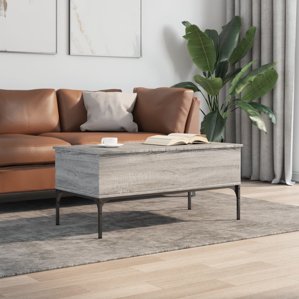 Salongbord grå sonoma 100x50x45 cm konstruert tre og metall