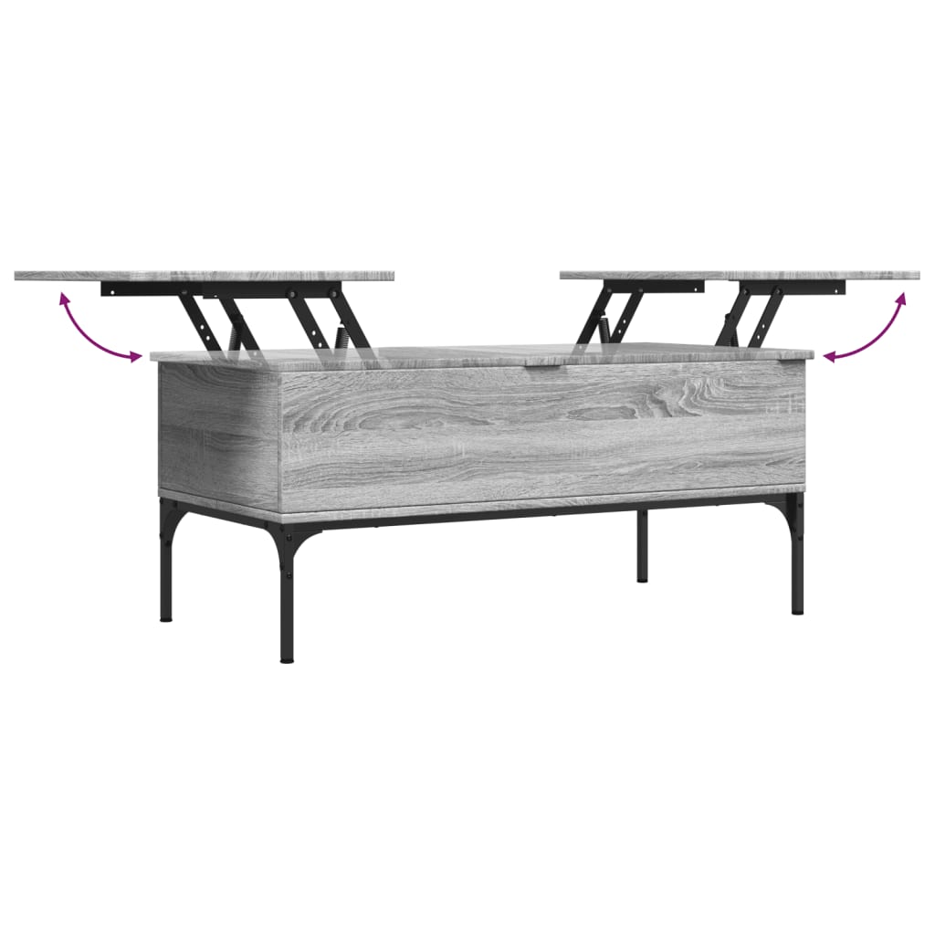 Salongbord grå sonoma 100x50x45 cm konstruert tre og metall