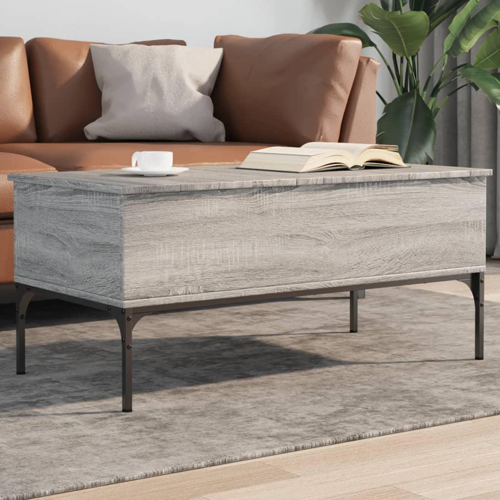 Salongbord grå sonoma 100x50x45 cm konstruert tre og metall