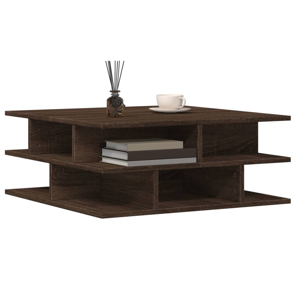 Salongbord brun eik 70x70x29 cm konstruert tre