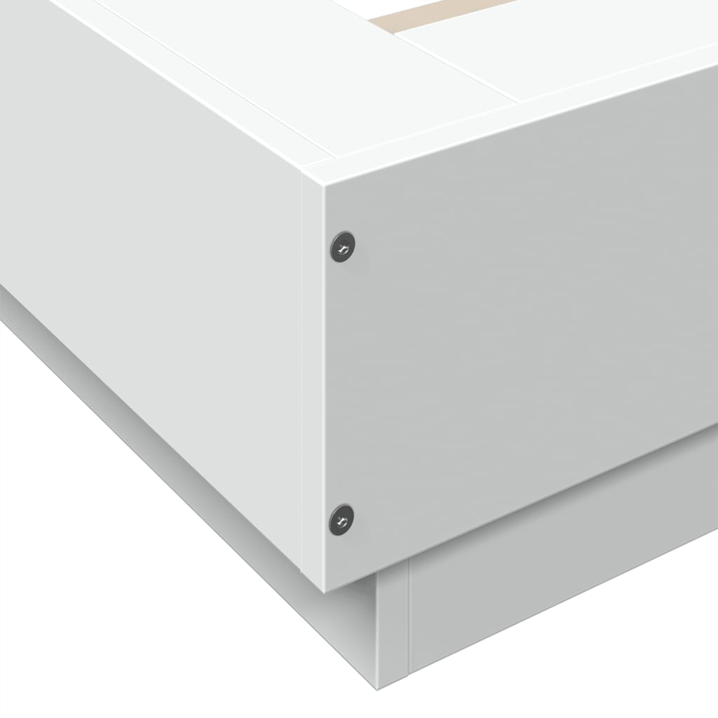 Sengeramme med LED-lys hvit 180x200 cm konstruert tre