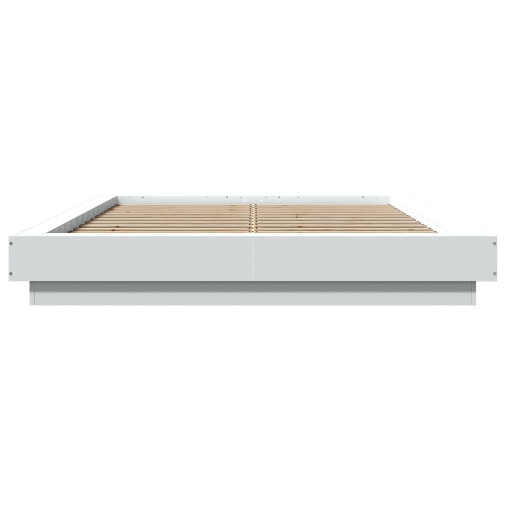 Sengeramme med LED-lys hvit 120x200 cm konstruert tre