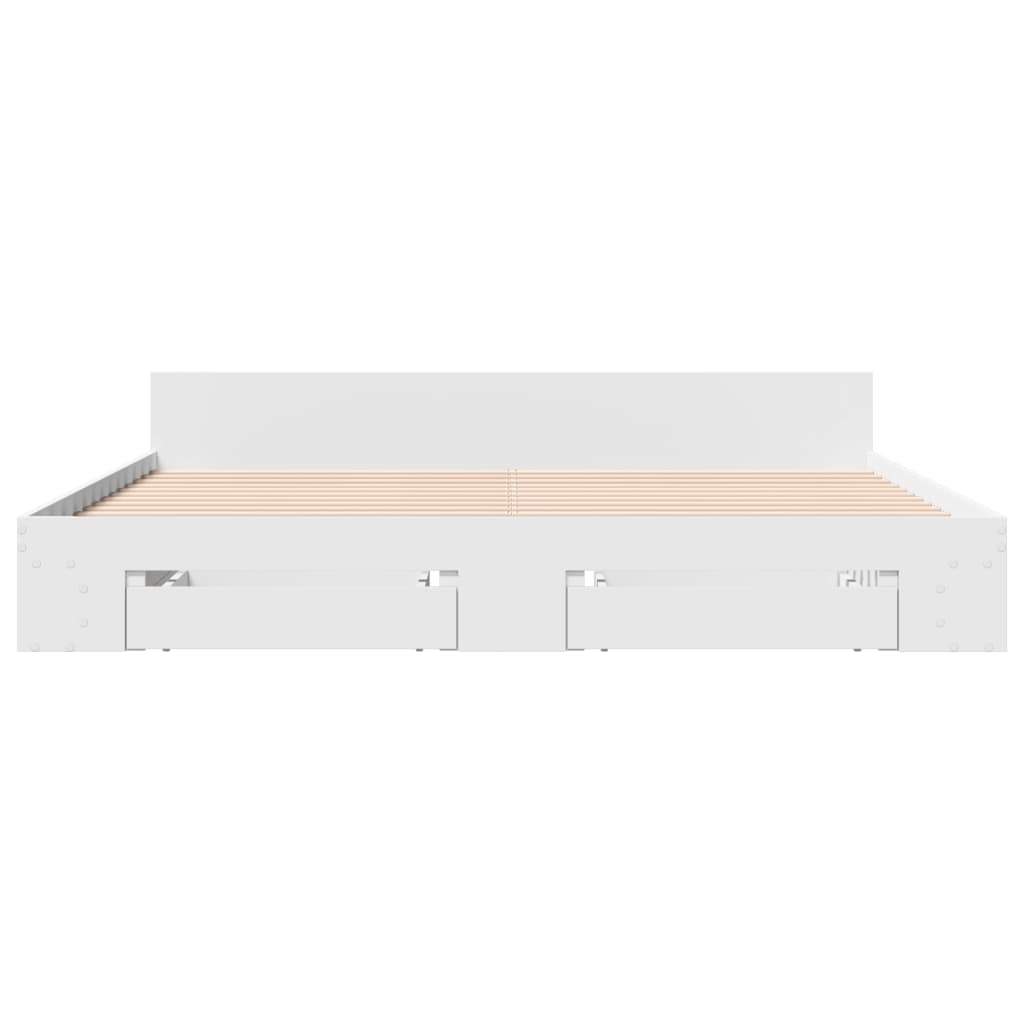 Sengeramme med skuffer hvit 180x200 cm konstruert tre