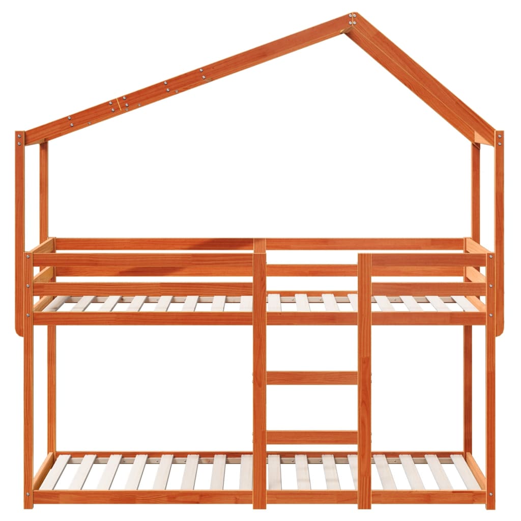 Barneseng med tak voksbrun 80x200 cm heltre furu