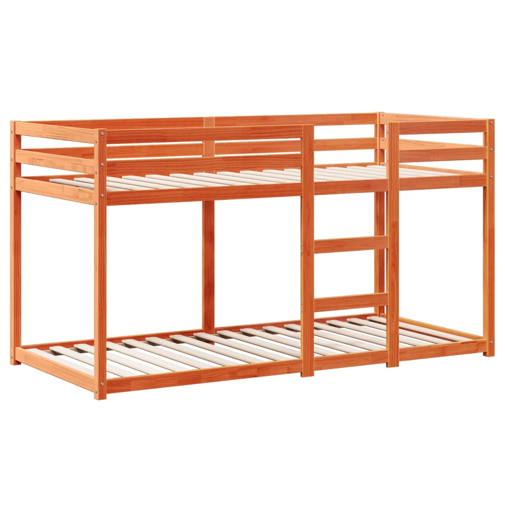 Barneseng med tak voksbrun 80x200 cm heltre furu