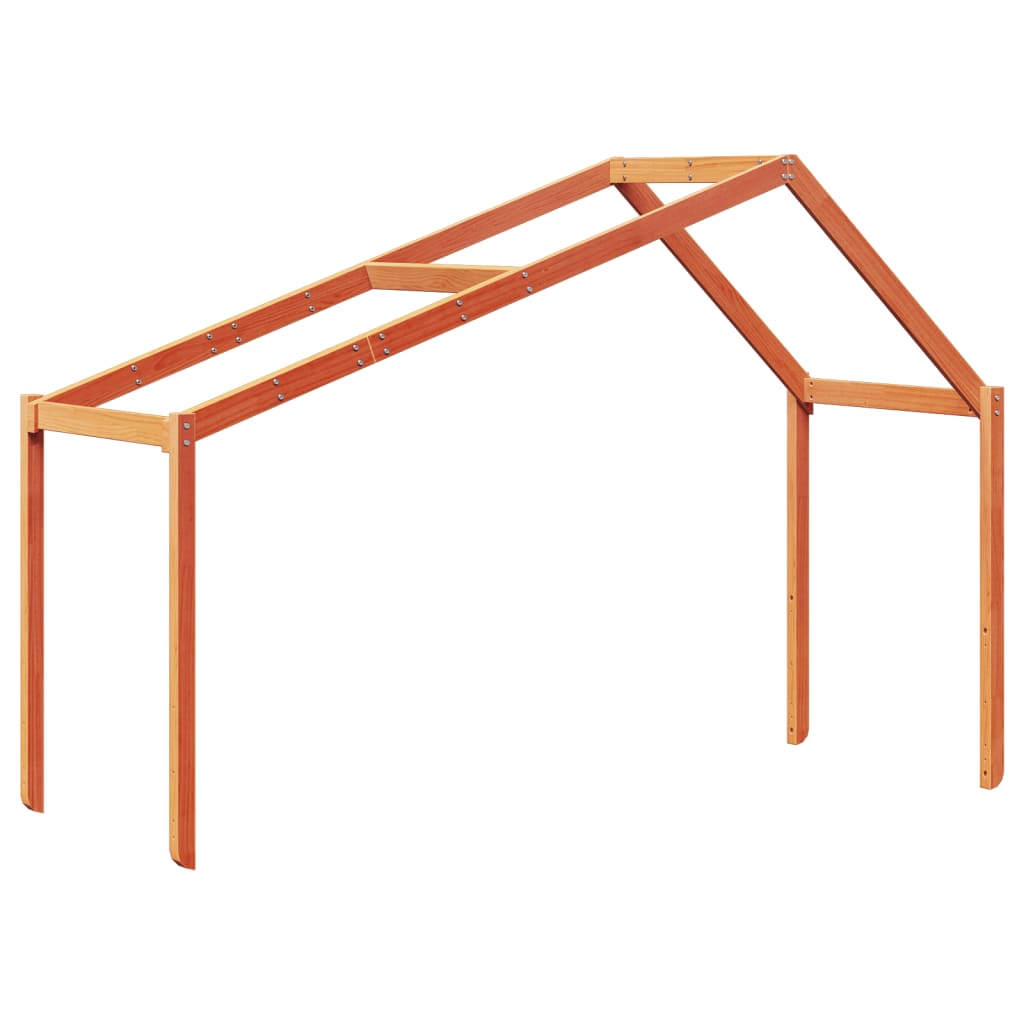 Barneseng med tak voksbrun 80x200 cm heltre furu