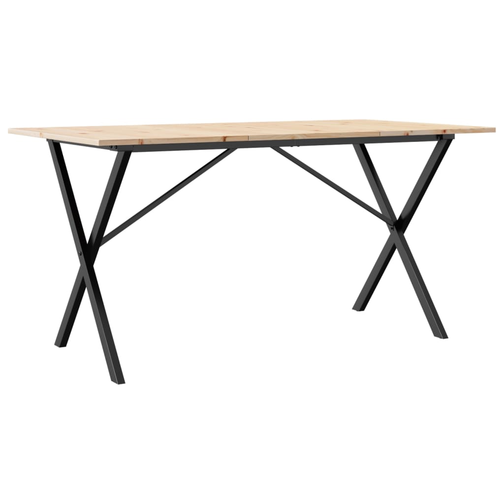 Spisebord X-ramme 160x80x75 cm heltre furu og stål