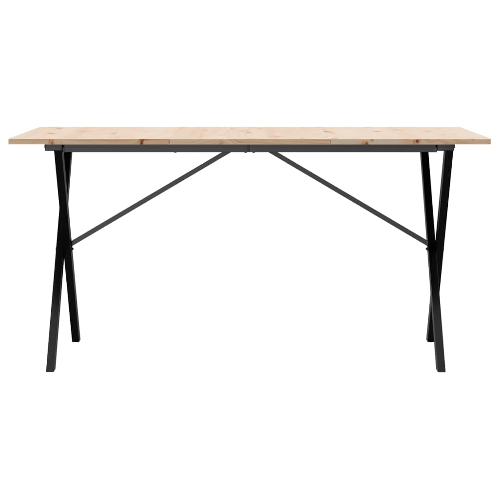 Spisebord X-ramme 160x80x75 cm heltre furu og stål