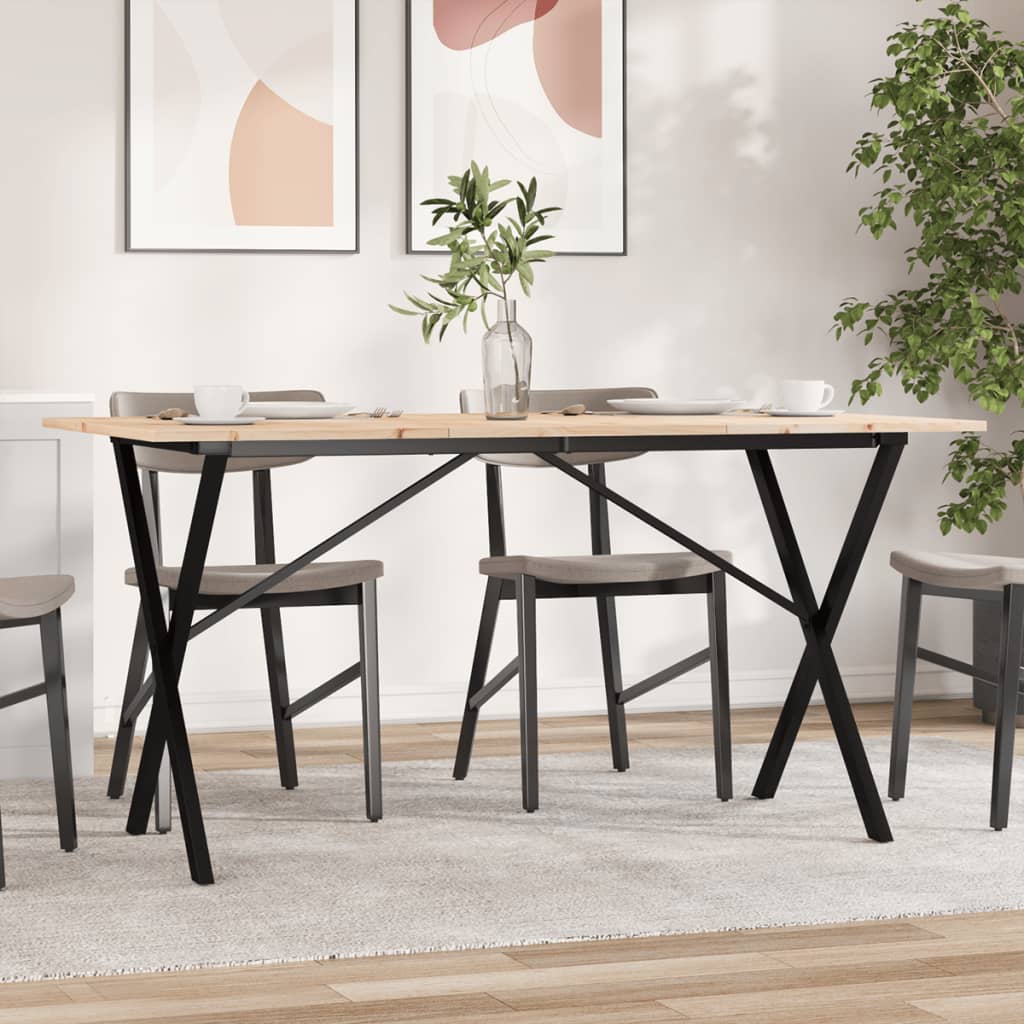 Spisebord X-ramme 160x80x75 cm heltre furu og stål