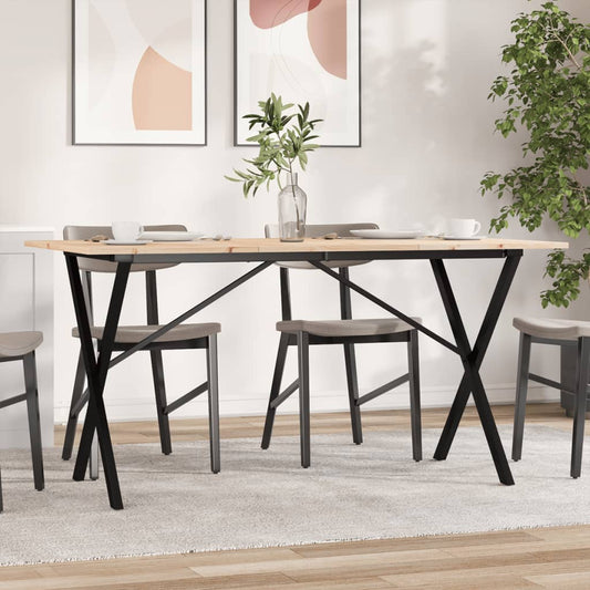 Spisebord X-ramme 160x80x75 cm heltre furu og stål