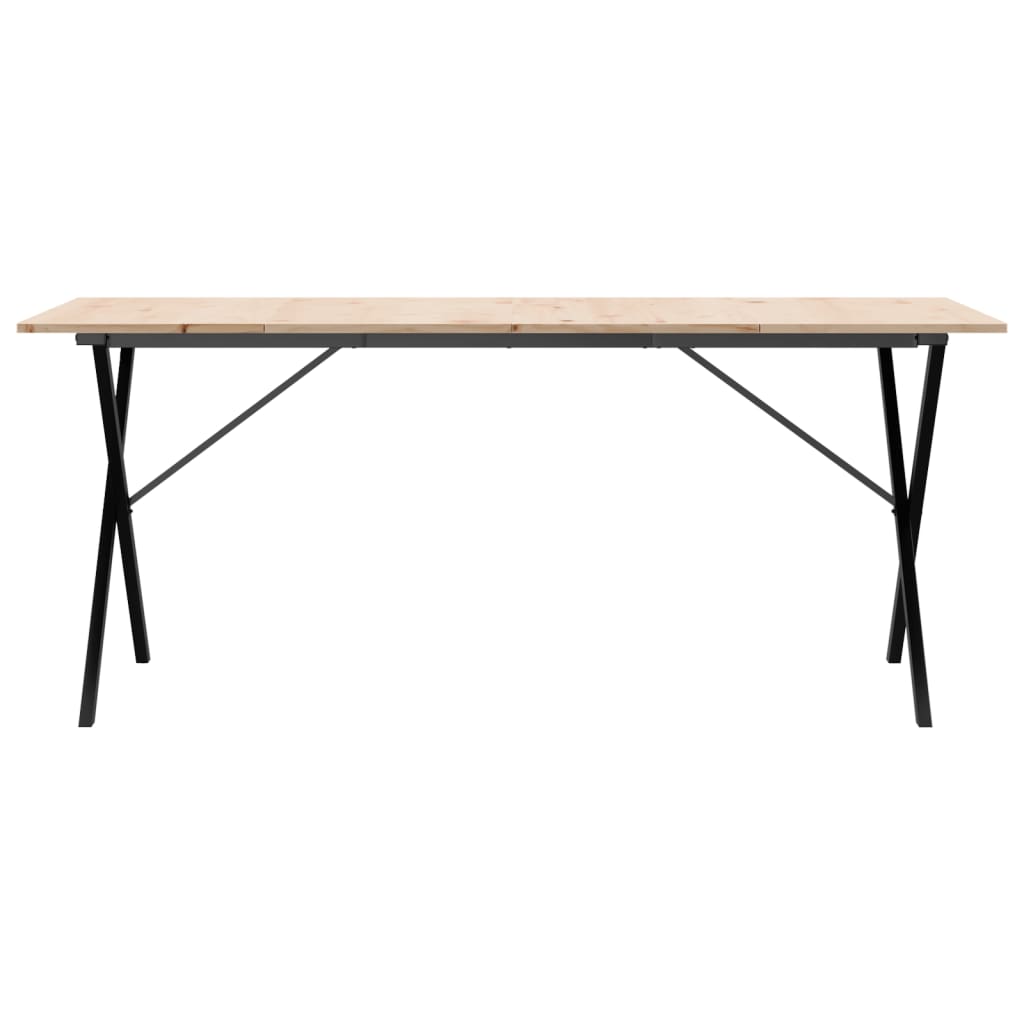 Spisebord X-ramme 180x90x75 cm heltre furu og støpejern