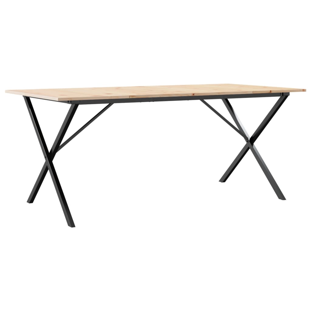 Spisebord X-ramme 180x90x75 cm heltre furu og støpejern