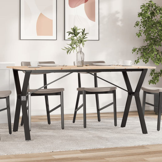 Spisebord Y-ramme 160x80x75 cm heltre furu og stål
