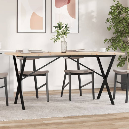 Spisebord X-ramme 140x80x75,5 cm heltre furu og stål