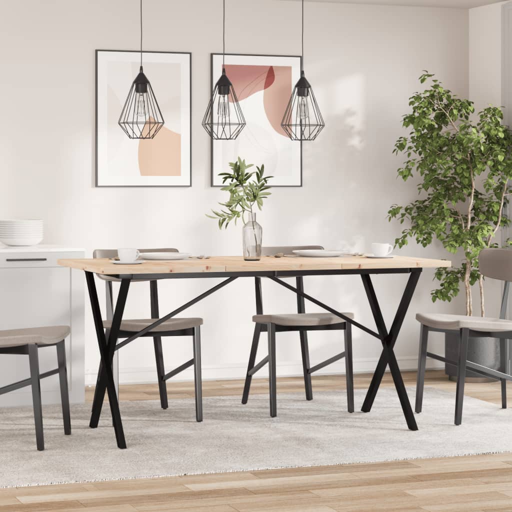 Spisebord X-ramme 160x80x75,5 cm heltre furu og stål