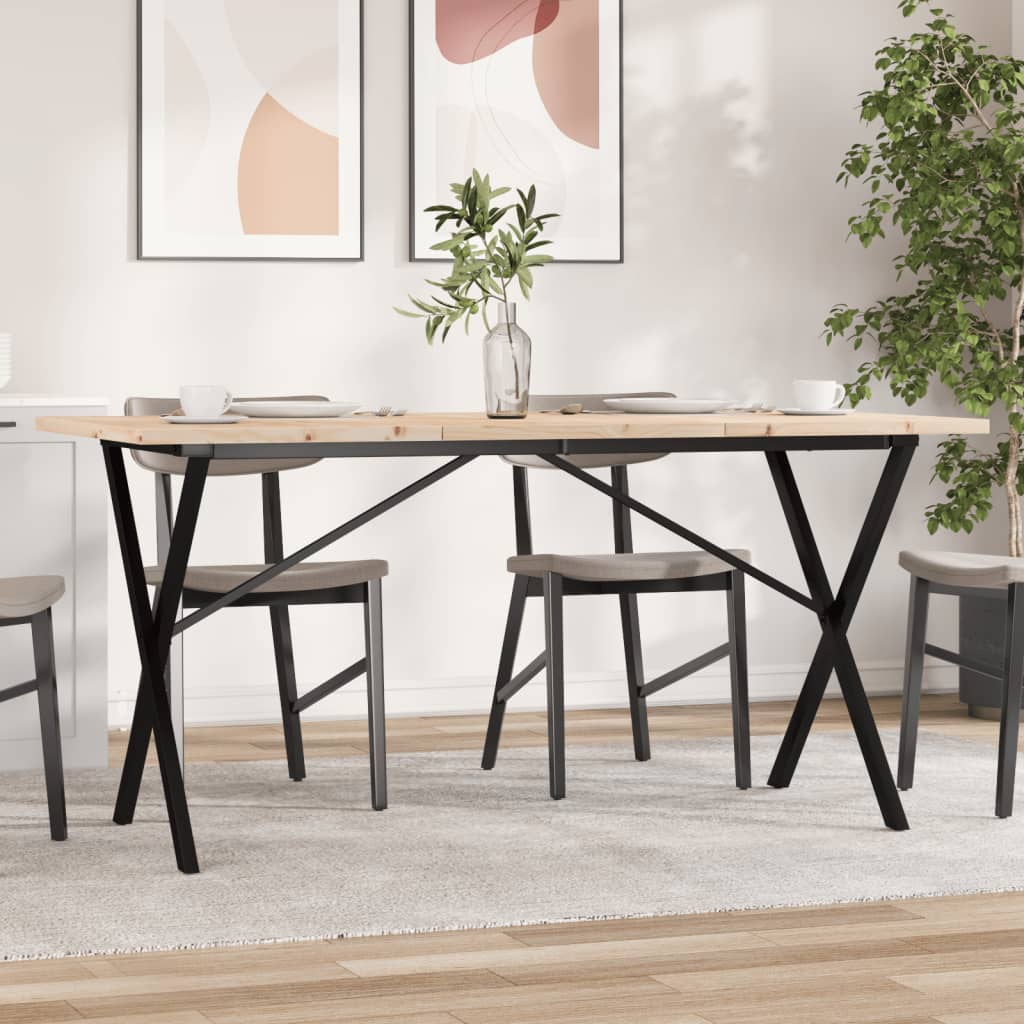 Spisebord X-ramme 160x80x75,5 cm heltre furu og stål