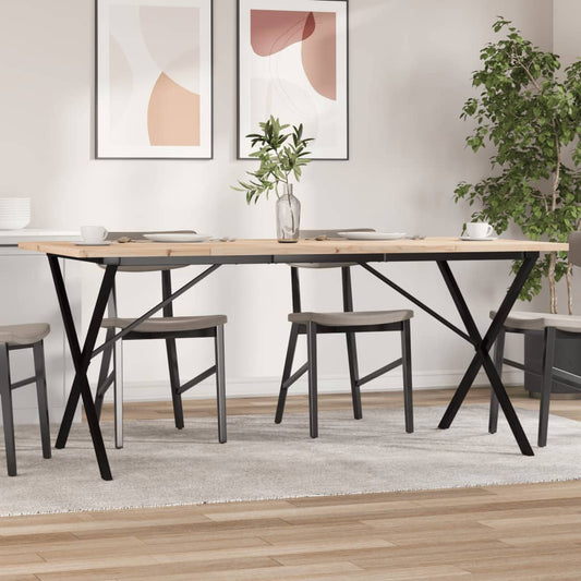 Spisebord X-ramme 180x90x75,5 cm heltre furu og stål