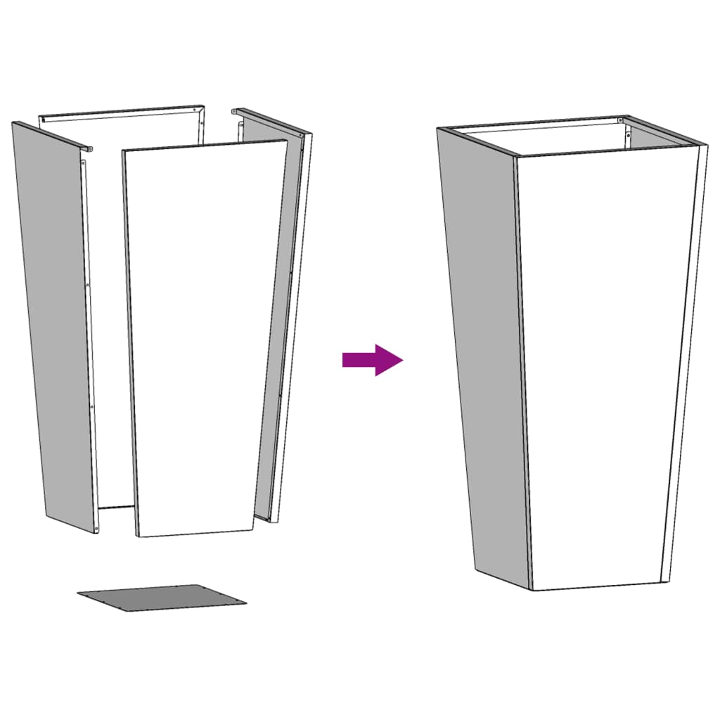 Hageplanter 2 stk 35x35x75 cm oksidert stål