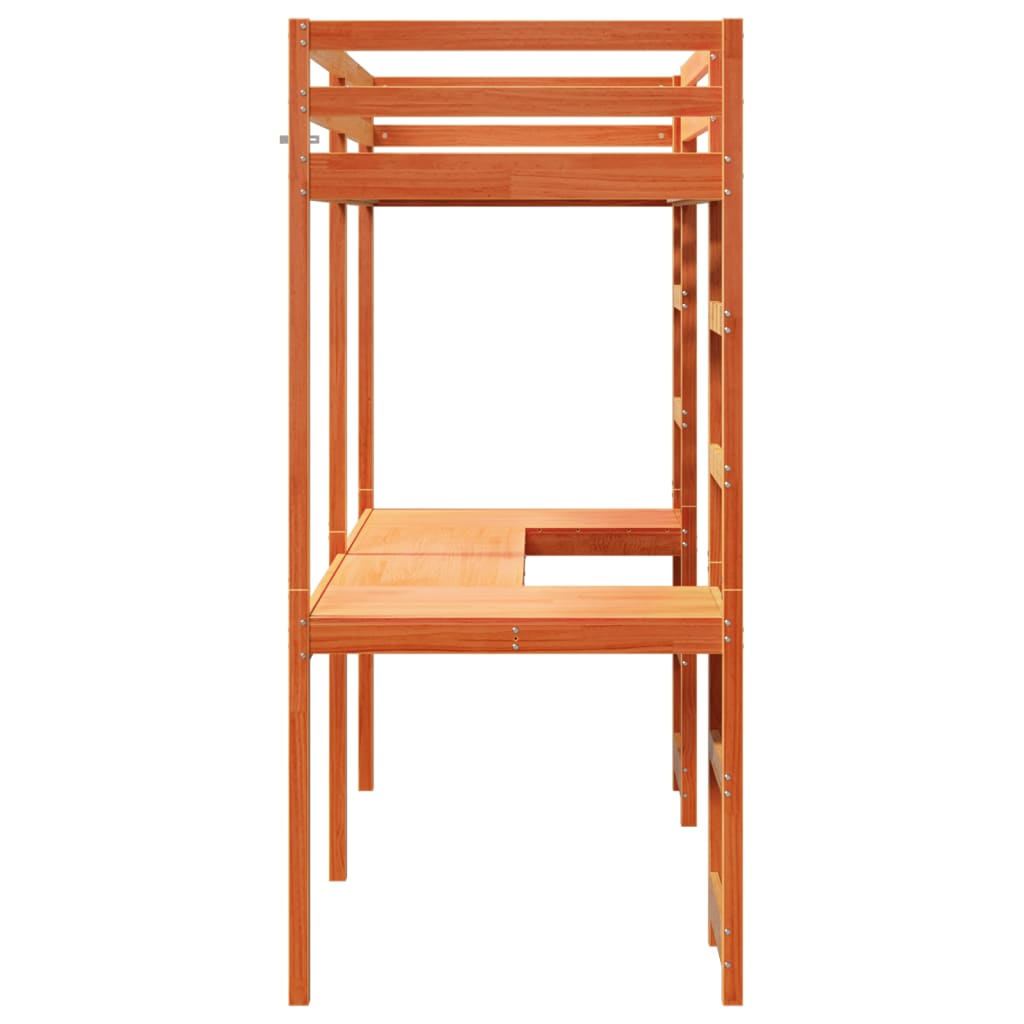 Ramme for loftseng uten madrass voksbrun 80x200 cm heltre furu