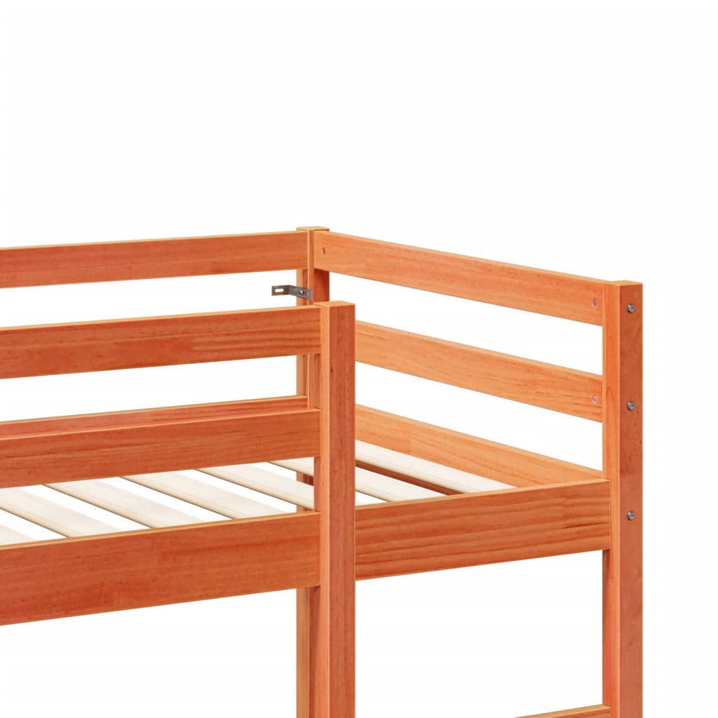 Ramme for loftseng uten madrass voksbrun 80x200 cm heltre furu