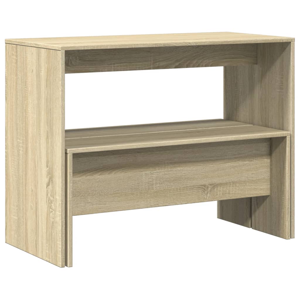 Sett med spisebord og benker 3 deler sonoma eik konstruert tre