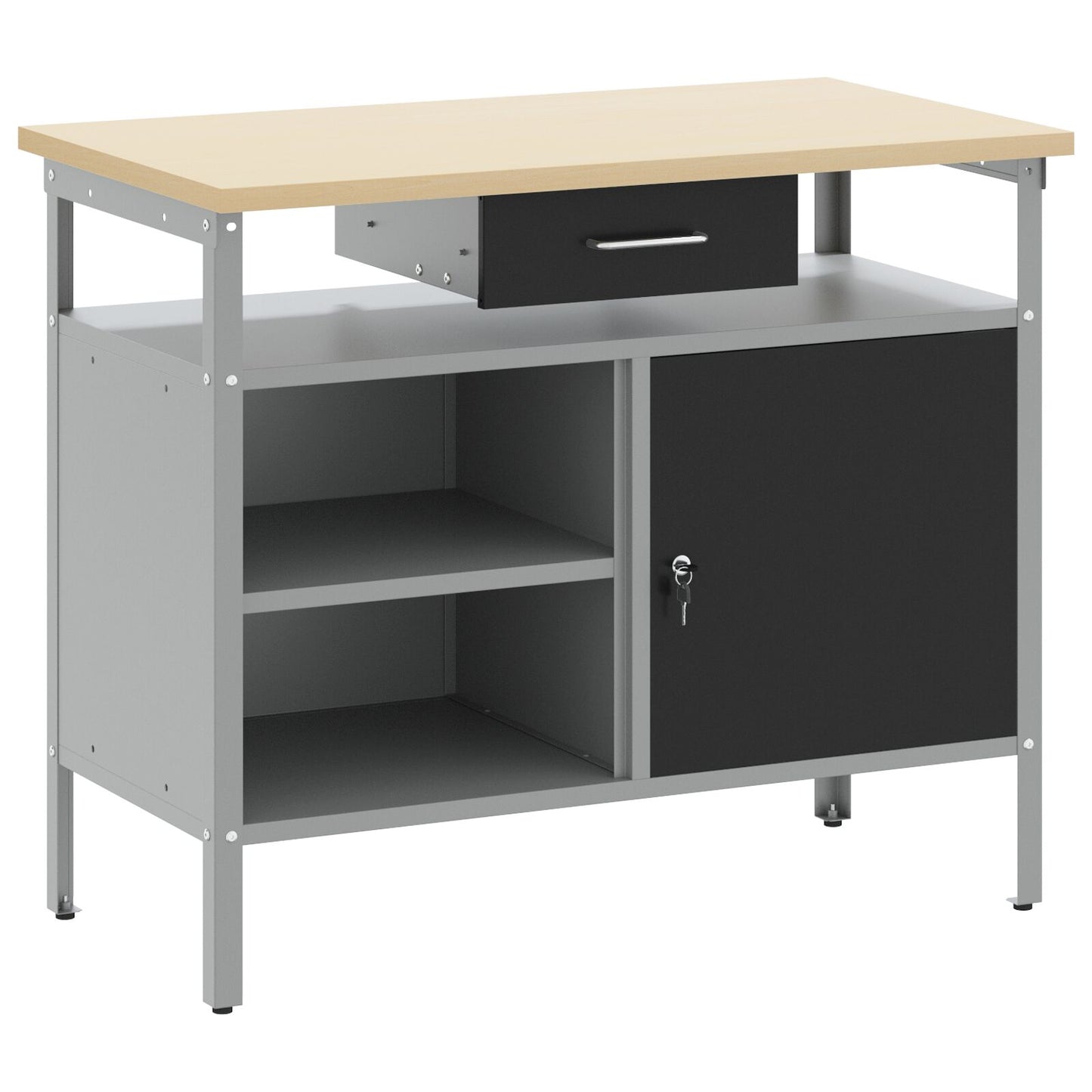 Arbeidsbenk med Låsbart Dør Svart 100x55x85 cm Stål
