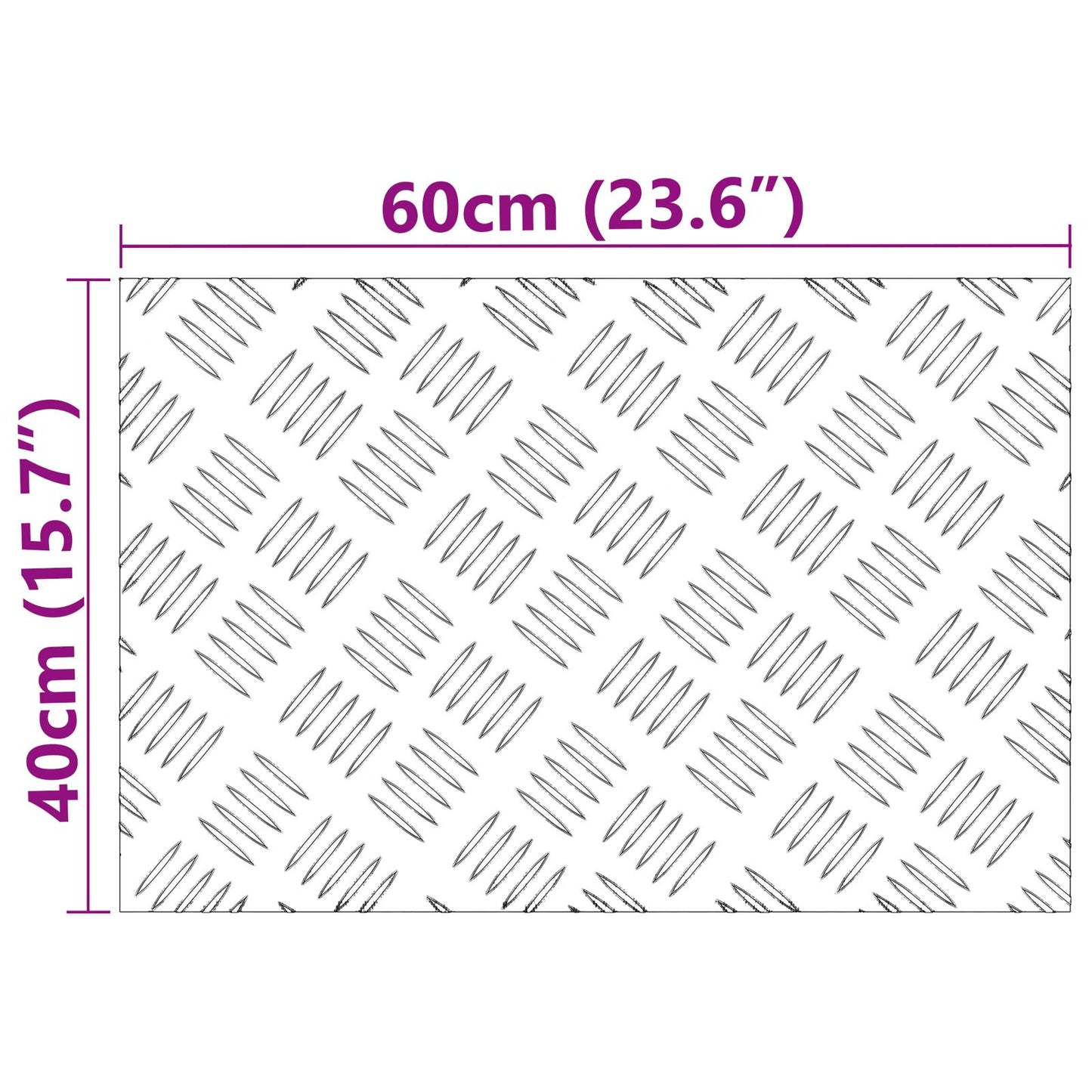 Sjekkplater i aluminium 2 stk Antiskli 60x40 cm