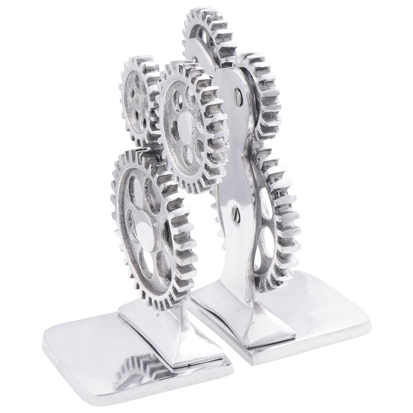 Bokstøtter 2 stk Sølv 10x10x22 cm Aluminium Cog