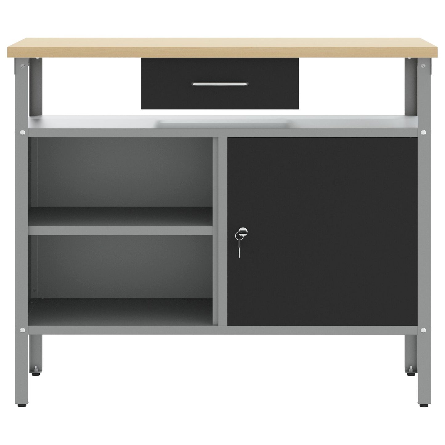 Arbeidsbenk med Låsbart Dør Svart 100x55x85 cm Stål