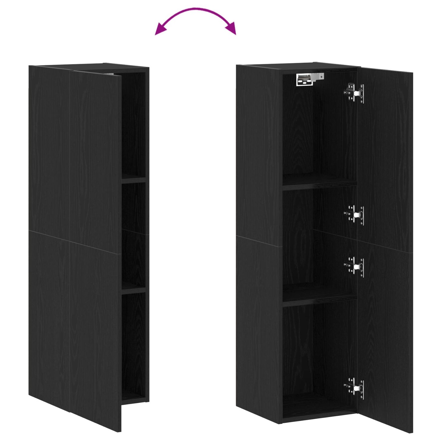 TV-benk Svart Eik 30,5x30x110 cm Konstruert Tre