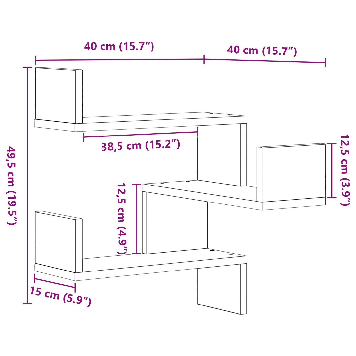 Vegghyller 2 stk Svart Eik 40x40x49,5 cm Konstruert Tre