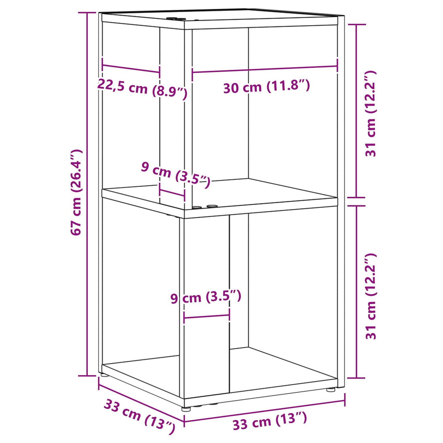 Hjørneskap Svart Eik 33x33x67 cm Konstruert Tre