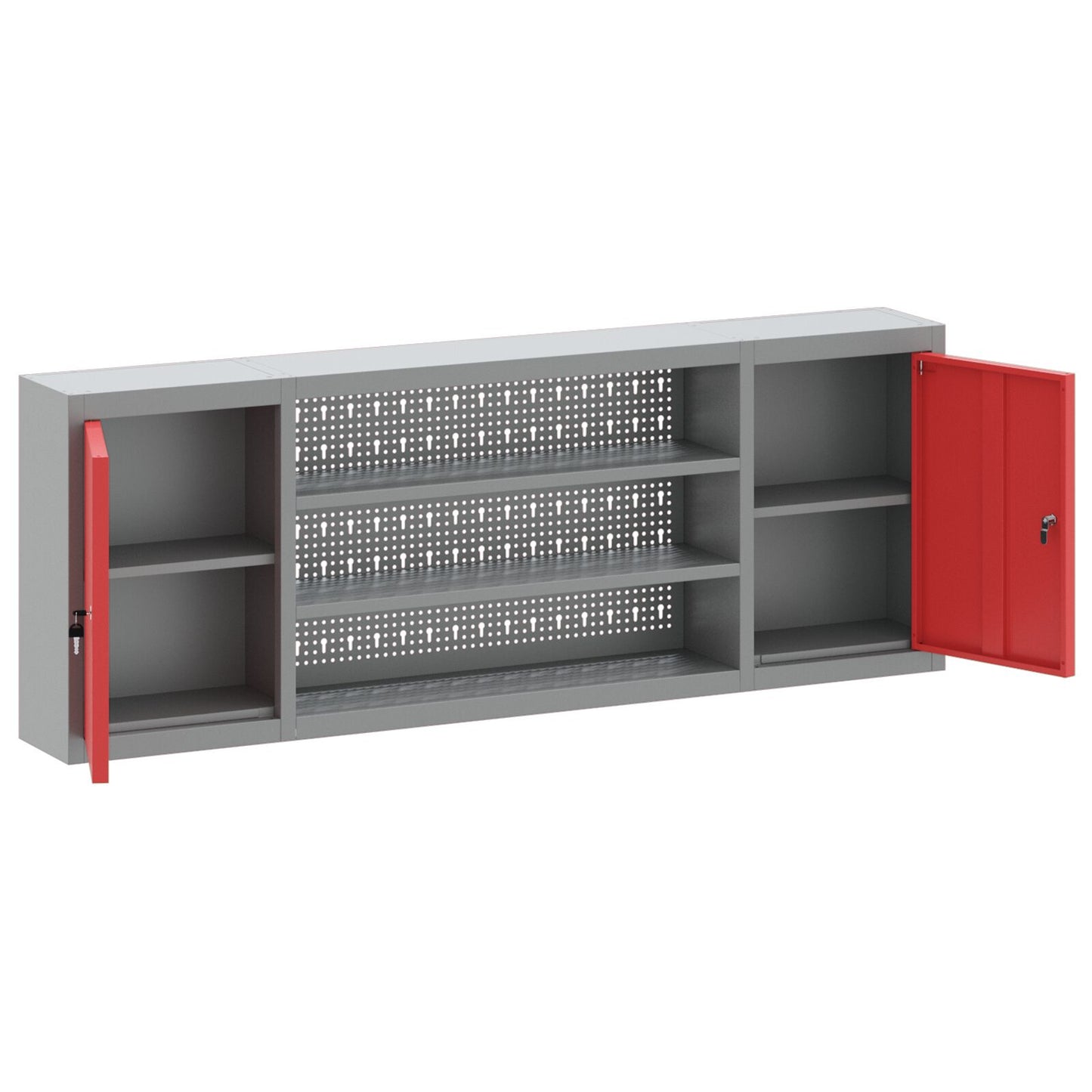 Verktøyskap Vegghengt med Pegboard Rød 150x20x55 cm Stål