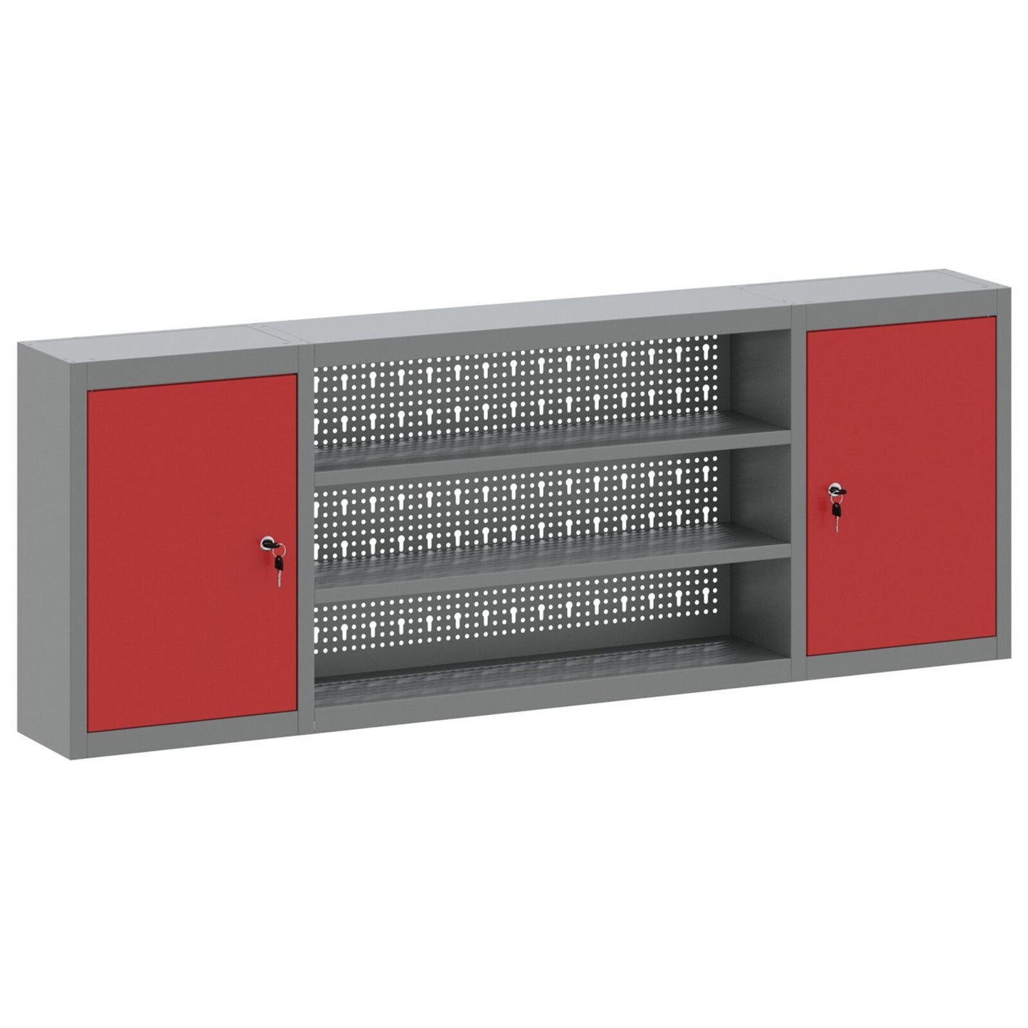 Verktøyskap Vegghengt med Pegboard Rød 150x20x55 cm Stål