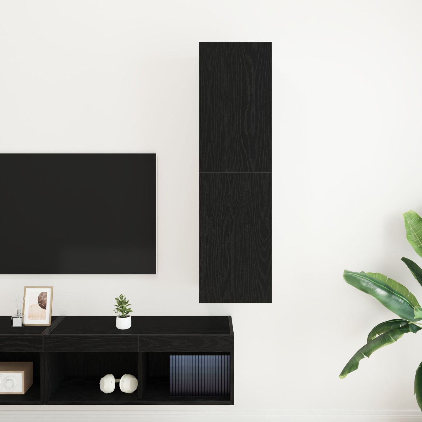 TV-benk Svart Eik 30,5x30x110 cm Konstruert Tre