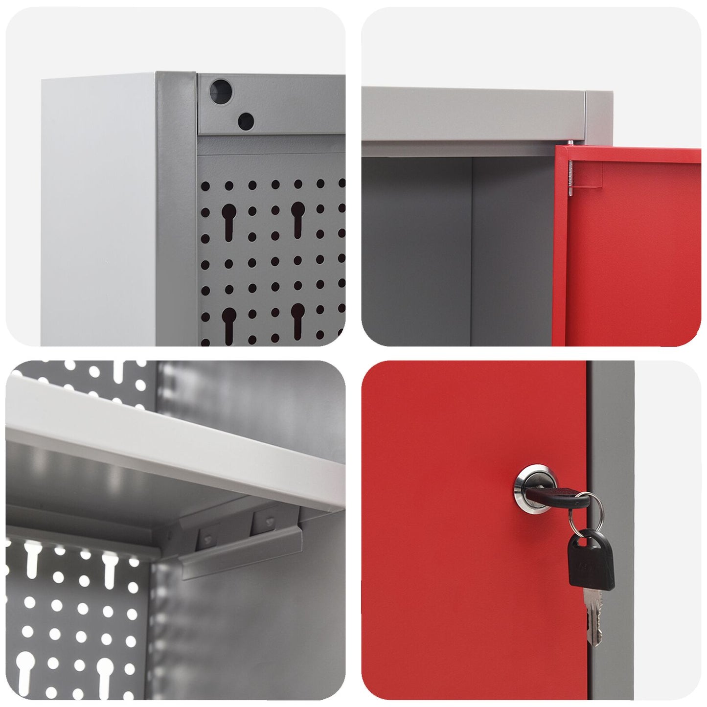 Verktøyskap Vegghengt med Pegboard Rød 150x20x55 cm Stål