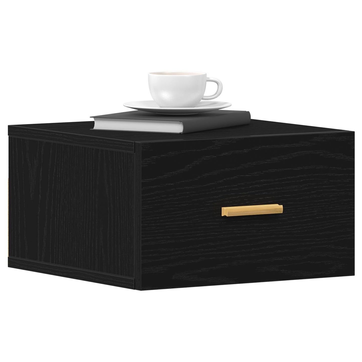 Vegghengt Nattbord Svart Eik 35x35x20 cm